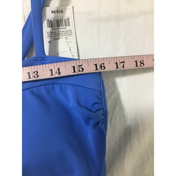 SHADE & SHORE XL 16-18 Blue Twist-Front Keyhole Strappy Swim Bikini Top NWT b144 - Picture 3 of 9